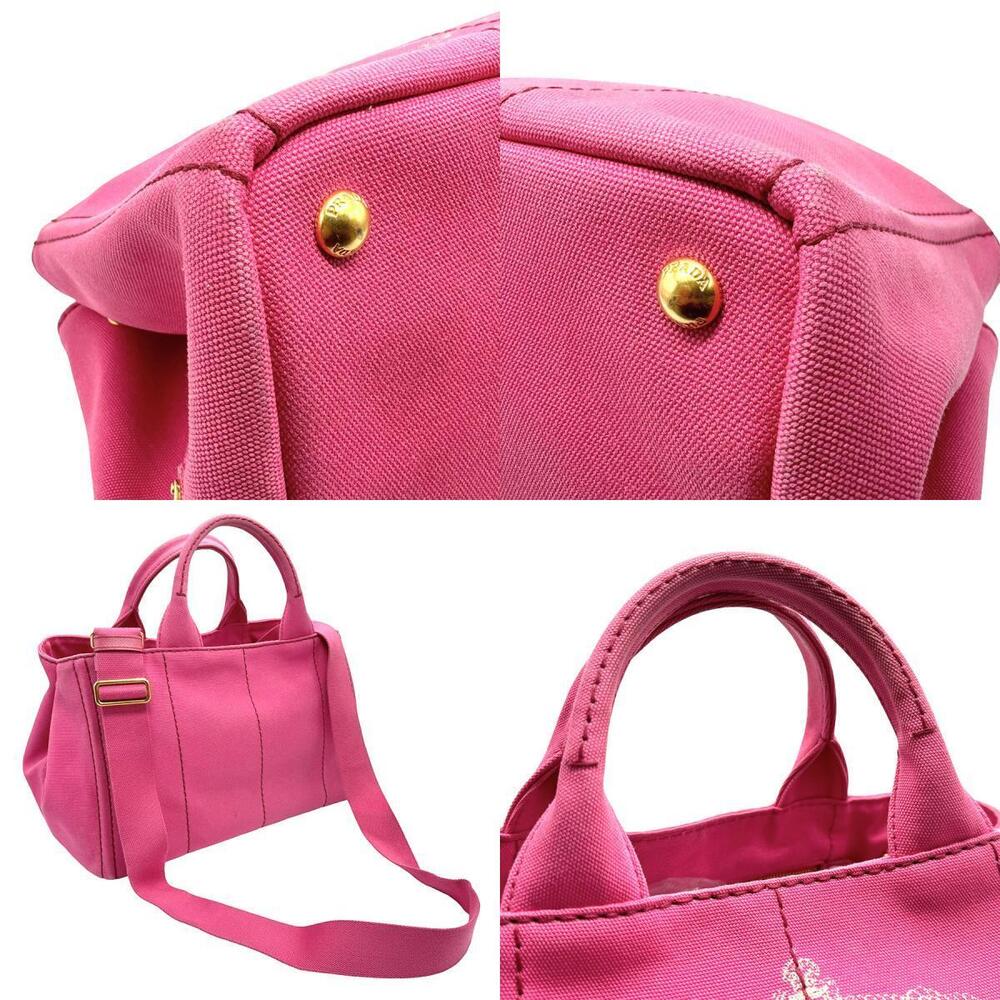 Prada Bag Pink Canapa Canvas Shoulder - Picture 4 of 4